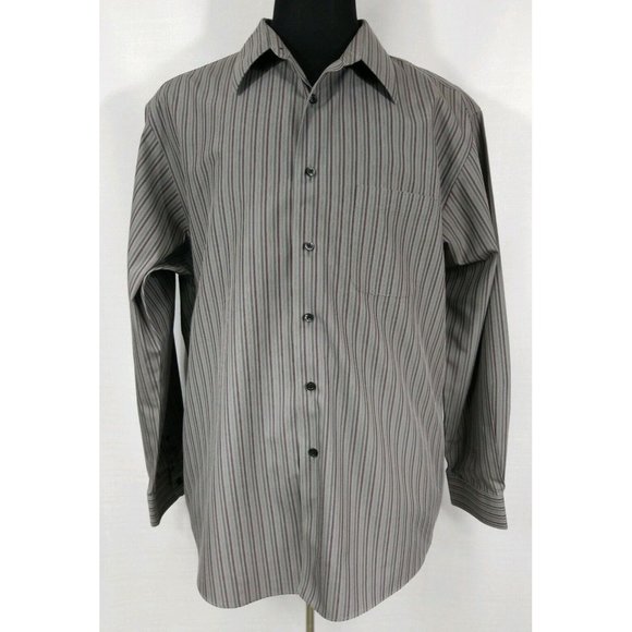 Murano Other - Murano Long Sleeve Dress Casual Shirt Mens 17.5 Neck Gray Purple 23" Chest